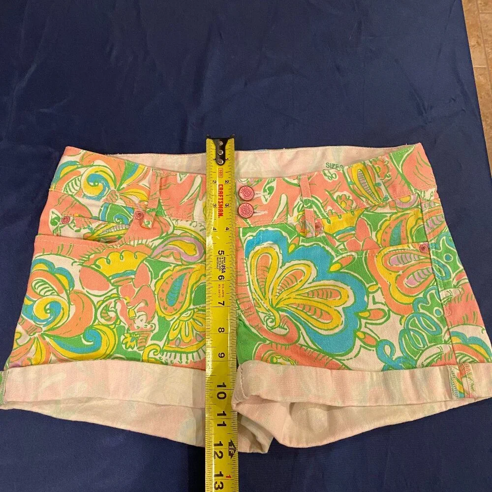 Lilly Pulitzer Clifton Shorts Size 2 Chin Chin Pink Green Paisley Cuffed Monkey - Picture 4 of 6